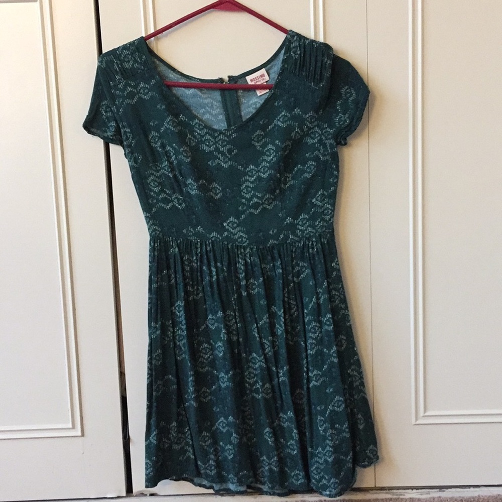 S Mossimo Green Patterned Dress